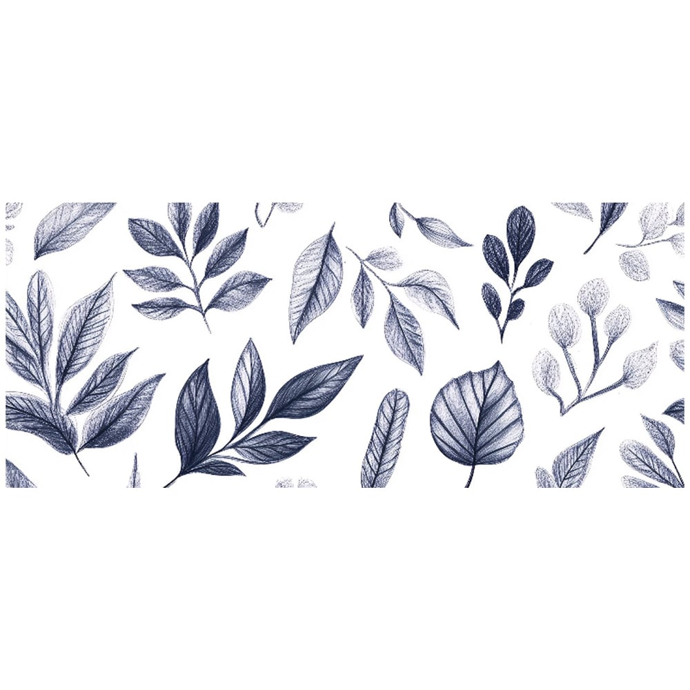 Warren Reed Designer Grey Hand Drawn Leaves Glass Bathroom Splashback 25 x 60cm Image 2