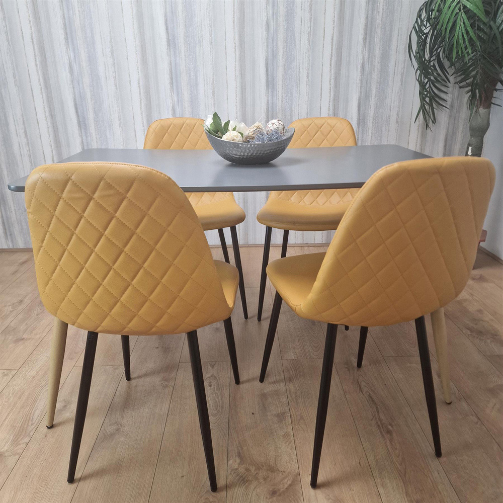Portland 4 Seater Faux leather Dining Set Grey and Mustard Image 5