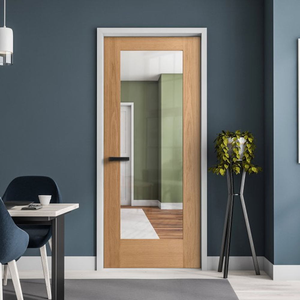 Oak Veneer Pattern 10 1 Light Clear Internal Glass Door 1981 x 838 x 35mm Image 2