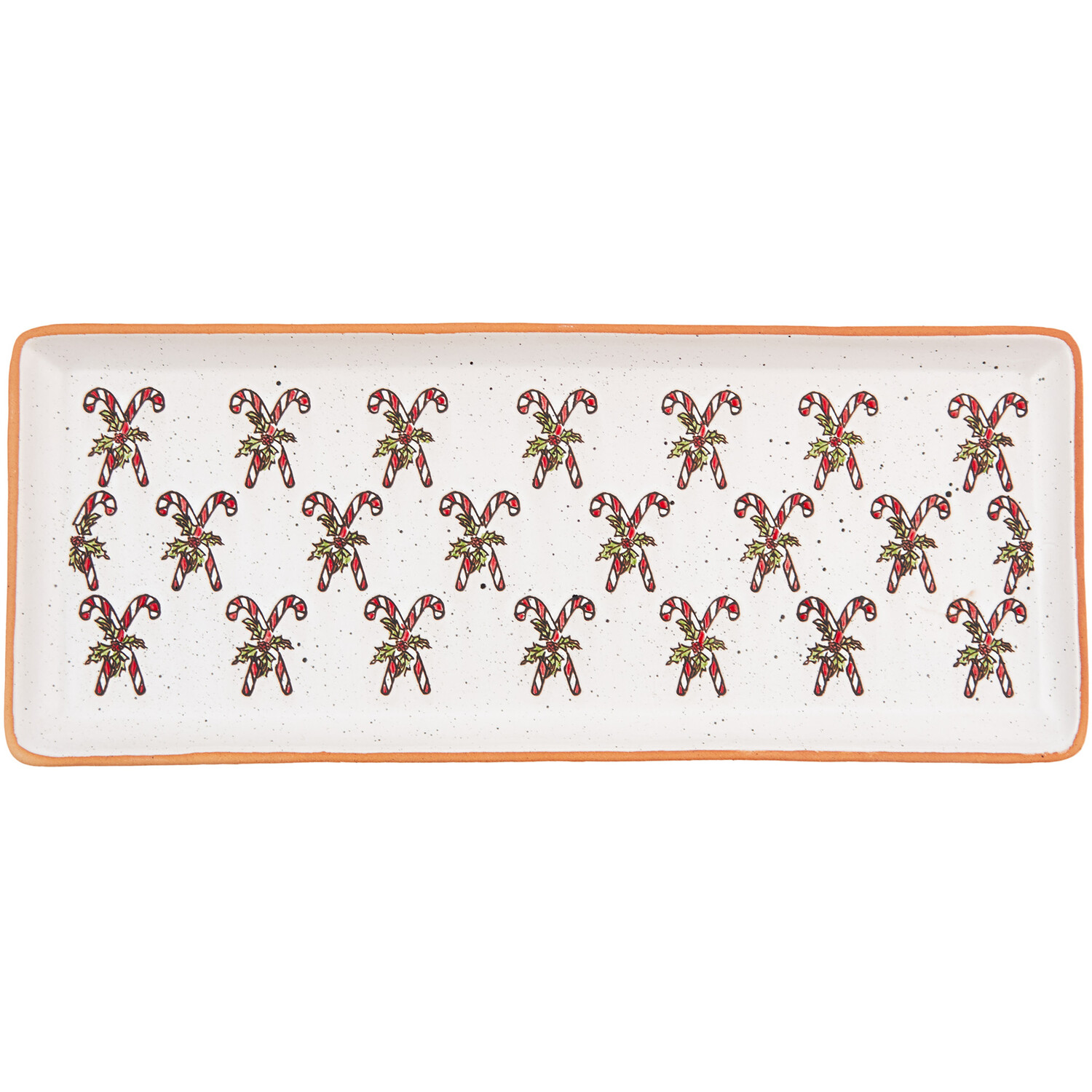 Festive Stone Candy Cane Serving Platter - White Image 1