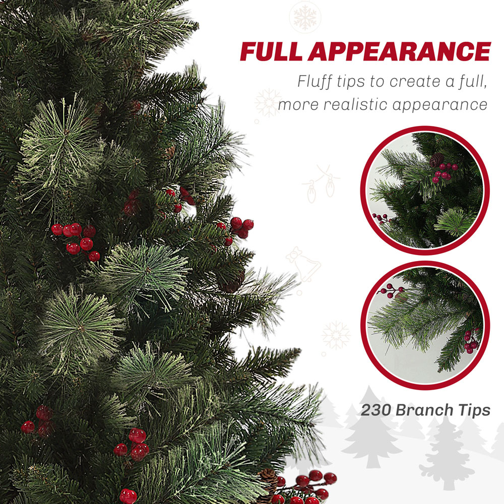 Everglow Pre-Lit Christmas Tree with Red berries and Pine Cones 4ft Image 5