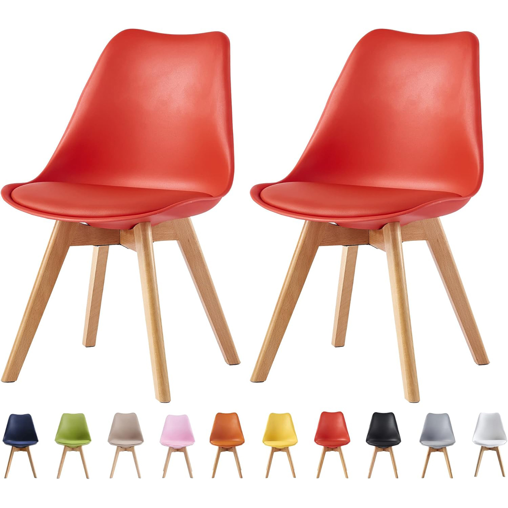 Eva Set of 2 Red Padded Dining Chairs Image 8