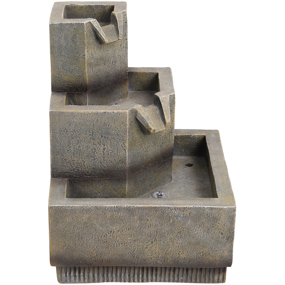 Living and Home 3-Tier Solar Rustic Garden Fountain with LED Lights Image 3