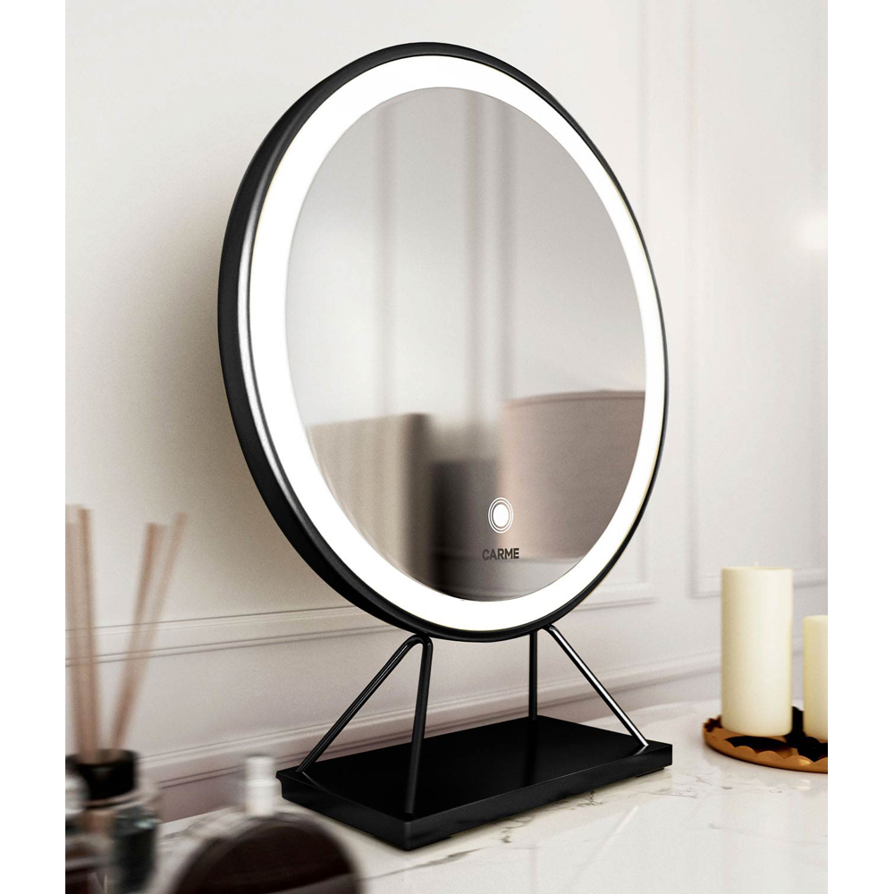 CARME Home Claudia White and Black Belle LED Mirror Dressing Table with Stool Image 5