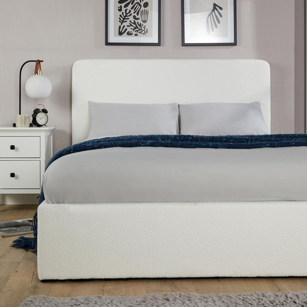 Home Source Serenity Double Boucle Gas Lift Ottoman Storage Bed Image 5