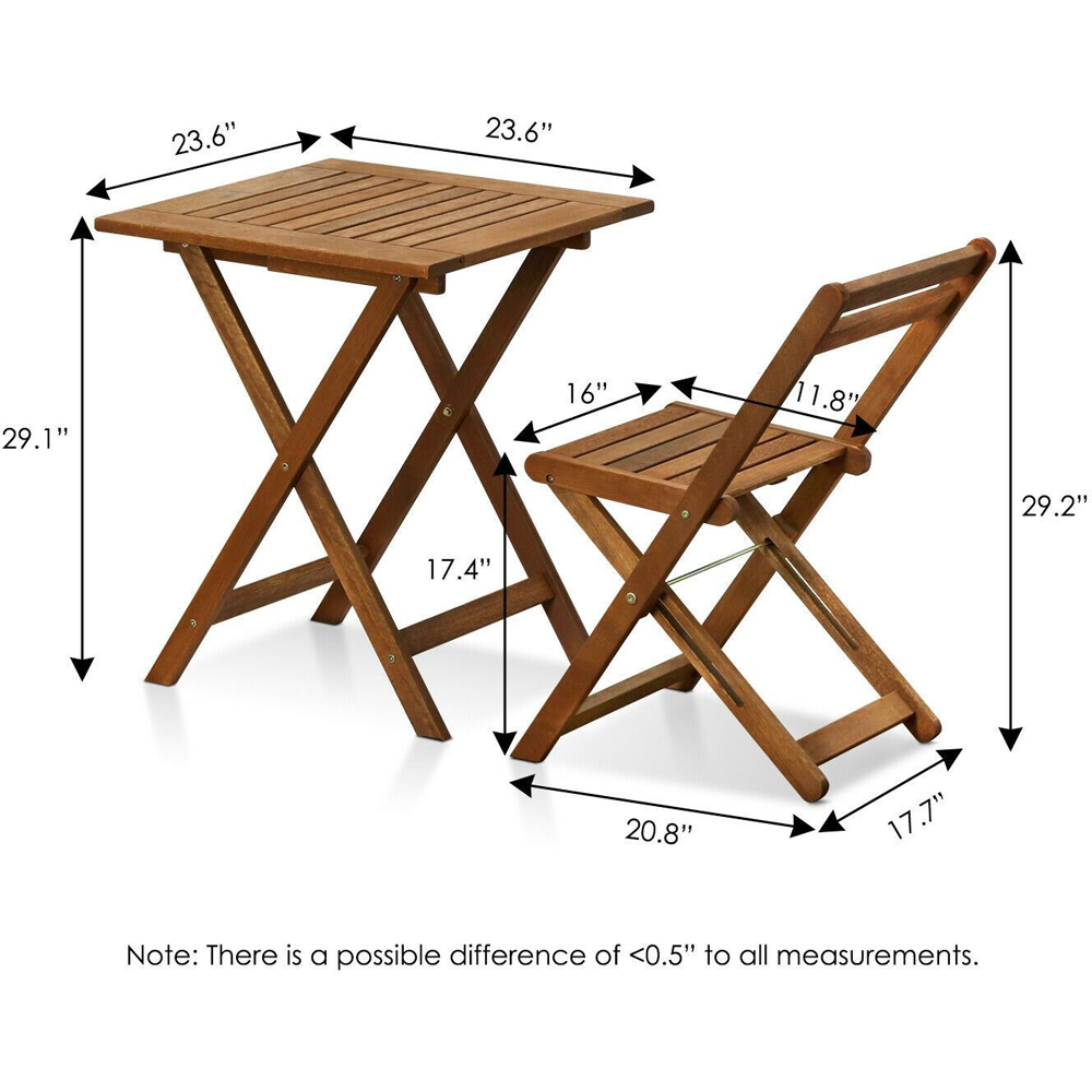 Walplus 2 Seater Teak Oil Hardwood Bistro Set Image 7