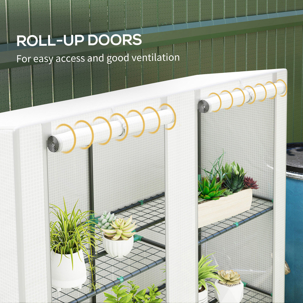 Outsunny White and Grey 3 Shelf PE Cover 4.7 x 1.5ft Lean To Mini Greenhouse Image 6