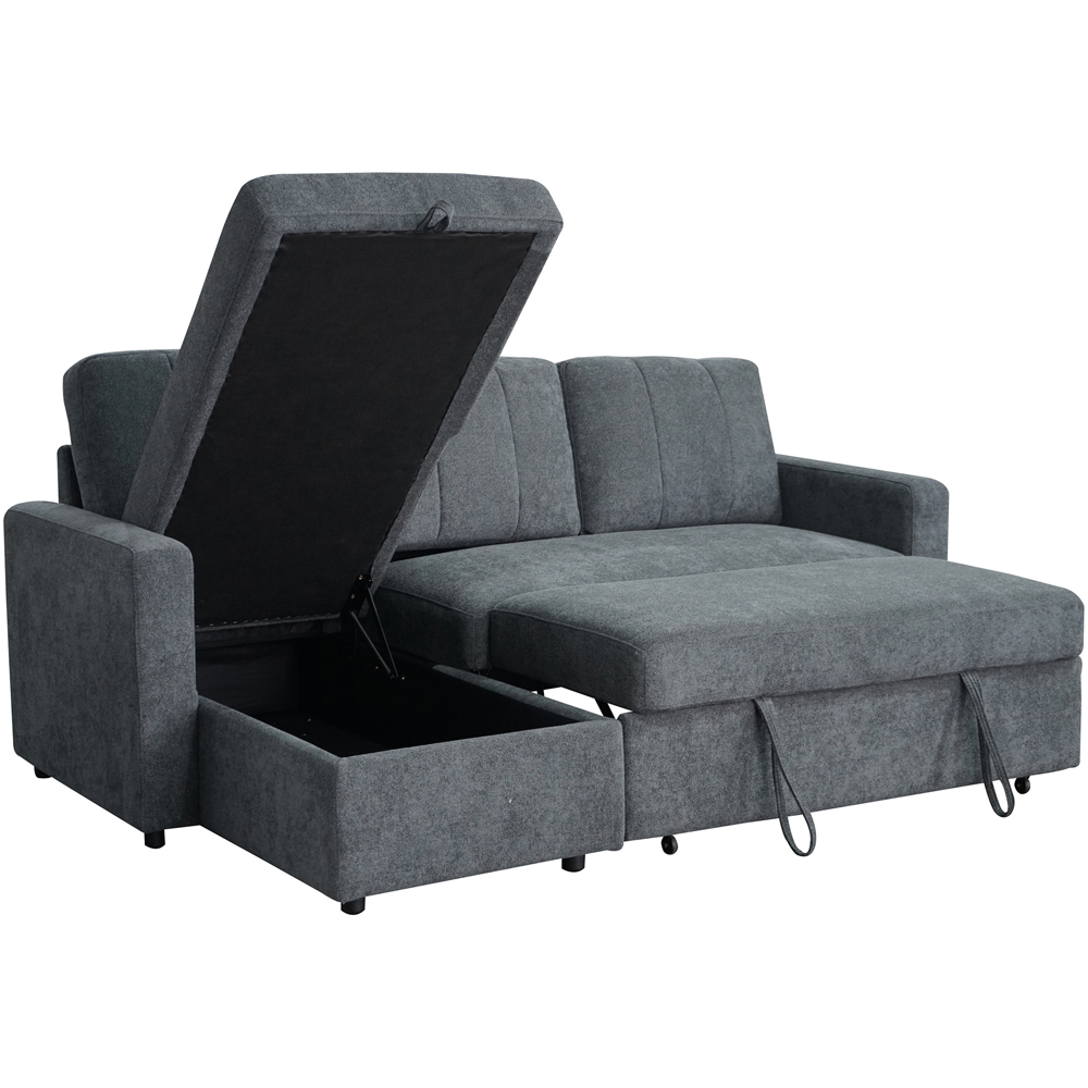 Aspire Nexis 3 Seater Charcoal Left Hand Chaise Corner Sofa Bed Image 4