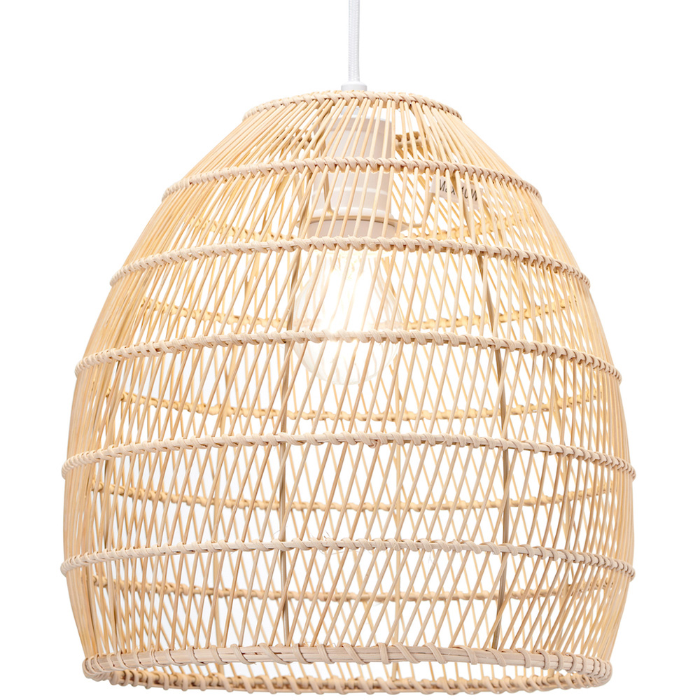 Happy Homewares Natural Brown Rattan Vintage Spiral Cage Pendant Shade Image 3