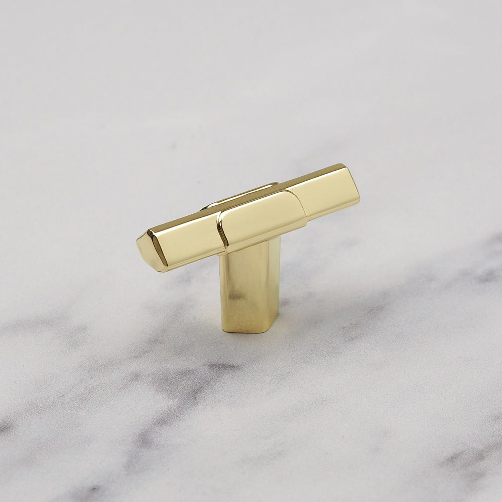 Handle & Home Polished Brass Triangle T-Bar Knob 45mm Image 2