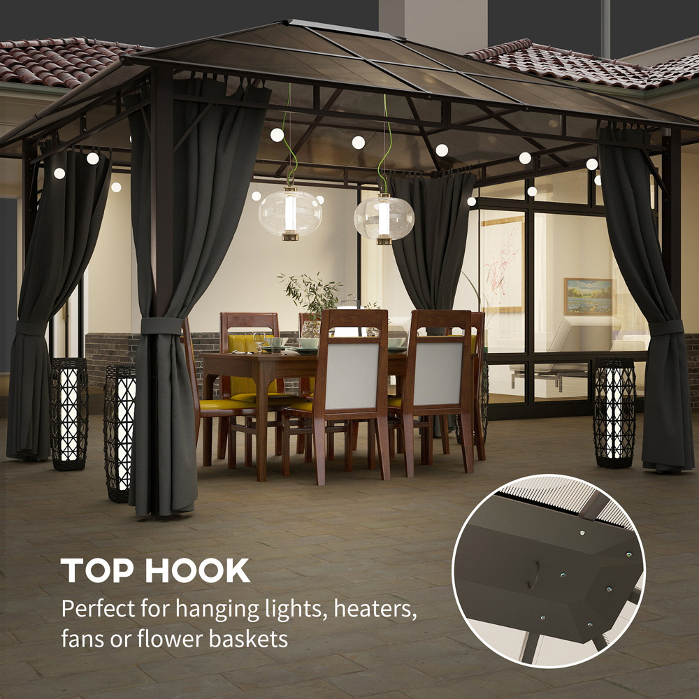 Outsunny 3.6 x 3m Grey Polycarbonate Roof Hard Top Gazebo Image 6