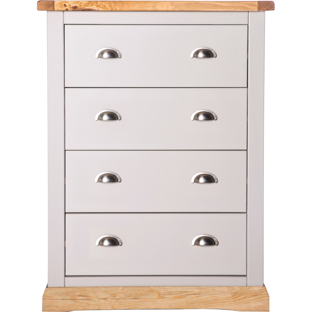 Cabinet Bits Bomporto 4 Drawer Light Grey Chrome Cup Handle Chest of Drawers Image 2