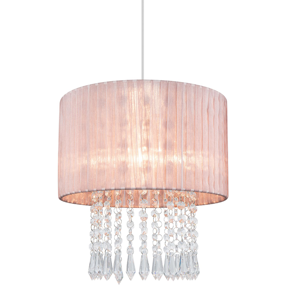 Cosylyte Winni Pink Beaded Voile Easyfit Modern Lamp Shade Image 3