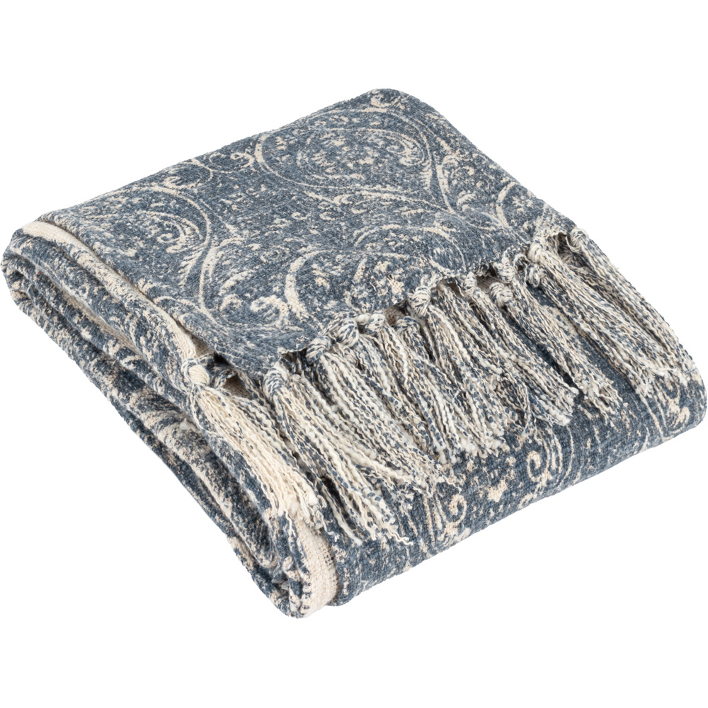 Paoletti Durelle Delph Blue Printed Throw Image 1