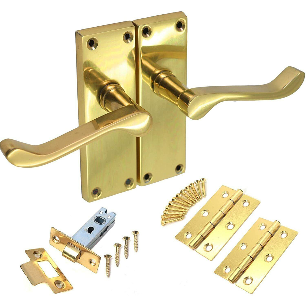 Golden Grace Polished Brass Victorian Internal Scroll Door Handle 4 Pack Image 2