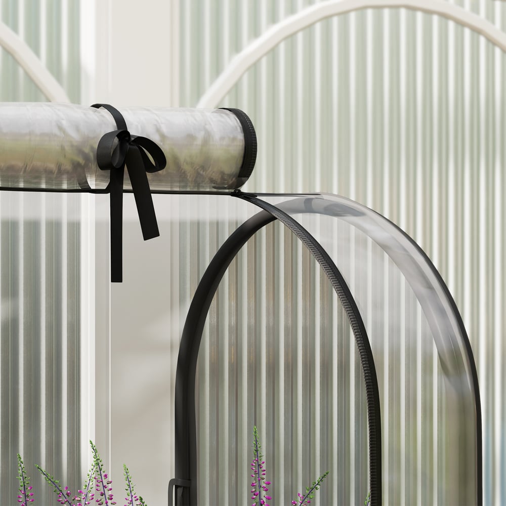 Outsunny Green Mobile Raised Garden Bed with Greenhouse Cover 1.3 x 2.6ft Image 3