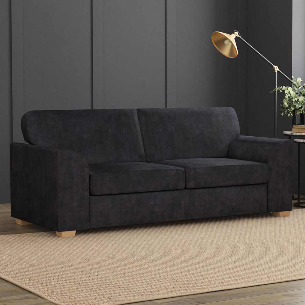 Modo 5 Seater Ebony Plush Velvet Fixed Back Sofa Set Image 5