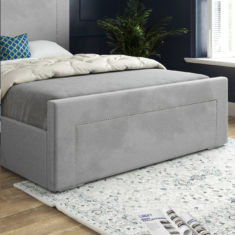 Lucca Grey King Size Velvet Upholstered Bed Frame with High Headboard Image 4
