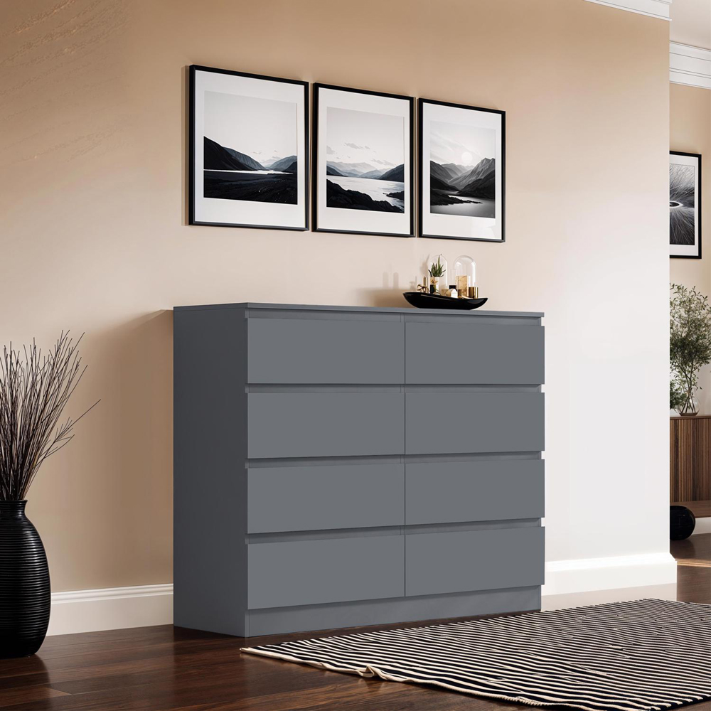 FWStyle Carlton 8 Drawer Matt Grey Chest of Drawers Image 4