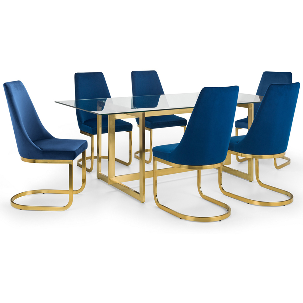 Julian Bowen Minori Vittoria 6 Seater Dining Set Blue Image 2