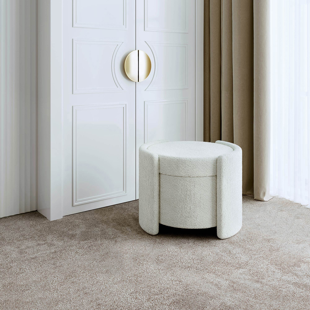 CARME Home Maeva Ivory Bouclé Storage Stool Image 7