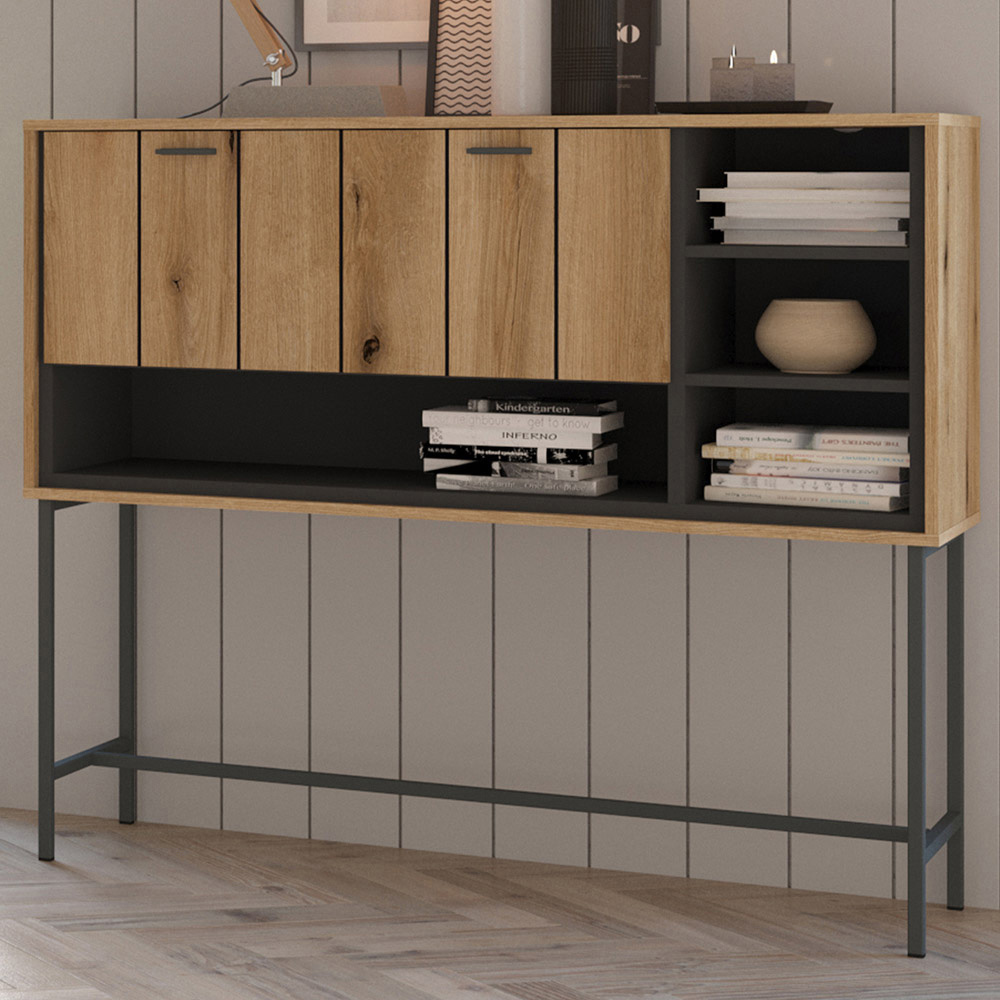 Furniture To Go Arundel Single Door 4 Shelf Oak Sideboard Image 1