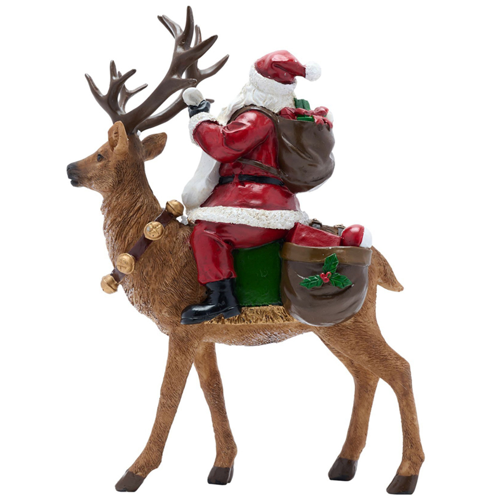 The Seasonal Gift Co Father Christmas On Reindeer Figurine Decoration 30cm Image 3