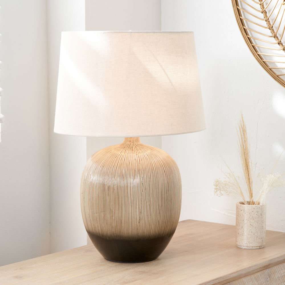 Pacific Lifestyle Greta Brown and Black Textured Ceramic Table Lamp Image 2