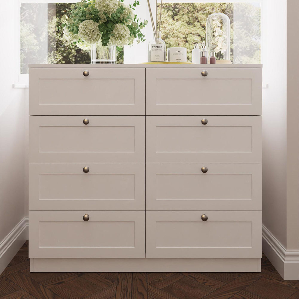 FWStyle Artus 8 Drawer White Panelled Chest of Drawers Image 4