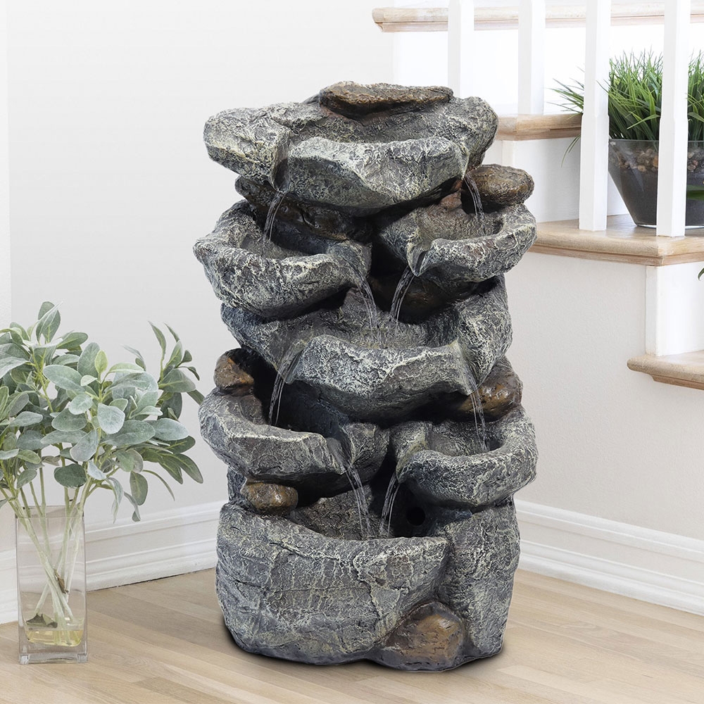 Living and Home Outdoor LED Rockery Waterfall Fountain Image 2