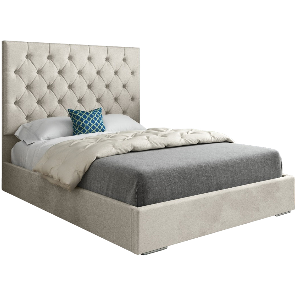Alma Silver Small Single Velvet Upholstered Bed Frame with Chesterfield Headboard Image 2
