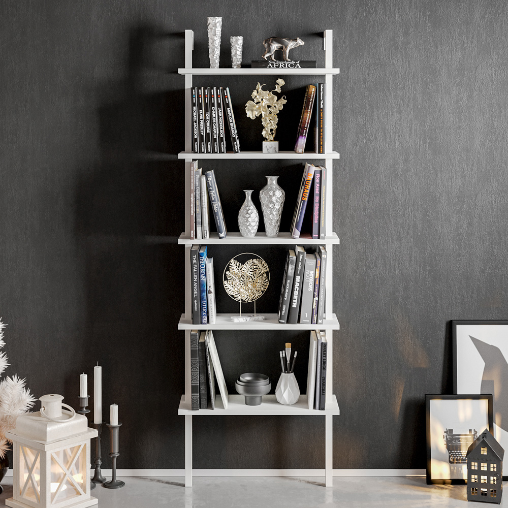 Decorotika Piante 5 Shelf White Bookshelf Image 4