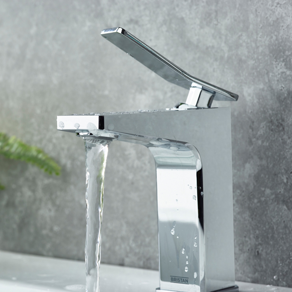 Bristan Tangram Chrome Cool Start Basin Mixer with Clicker Waste Image 5