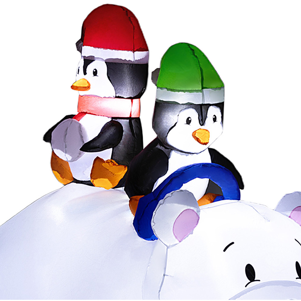 Everglow LED Inflatable 2 Penguins Riding on Polar Bear Christmas Decoration 6.4ft Image 4