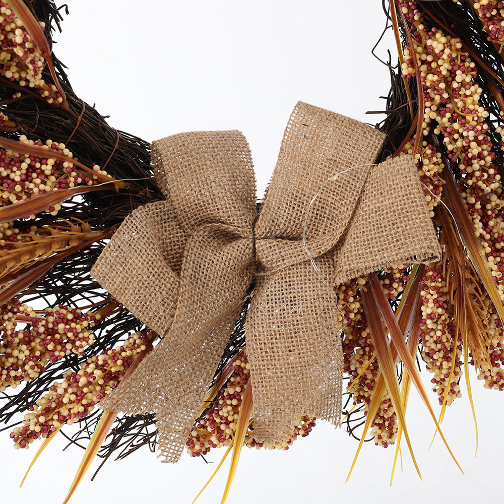 Living and Home LED Wreath with Golden Wheat Ears 50cm Image 4