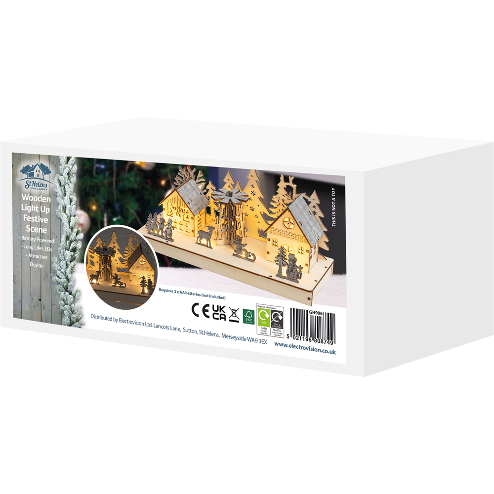 Xmas Haus LED Light Up Wooden Festive Scene Image 5