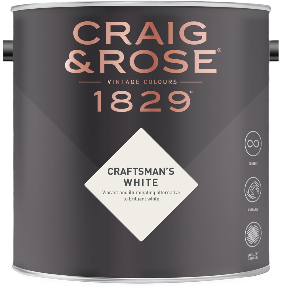 Craig & Rose Kitchen and Bathroom Craftsmans White Eggshell Paint 750ml Image 2