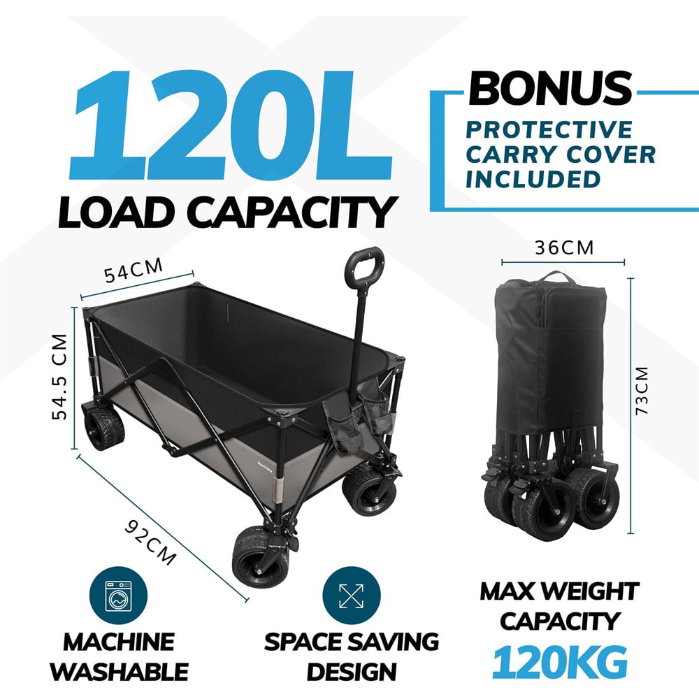 House of Home Black Folding Festival Trolley 120L Image 9