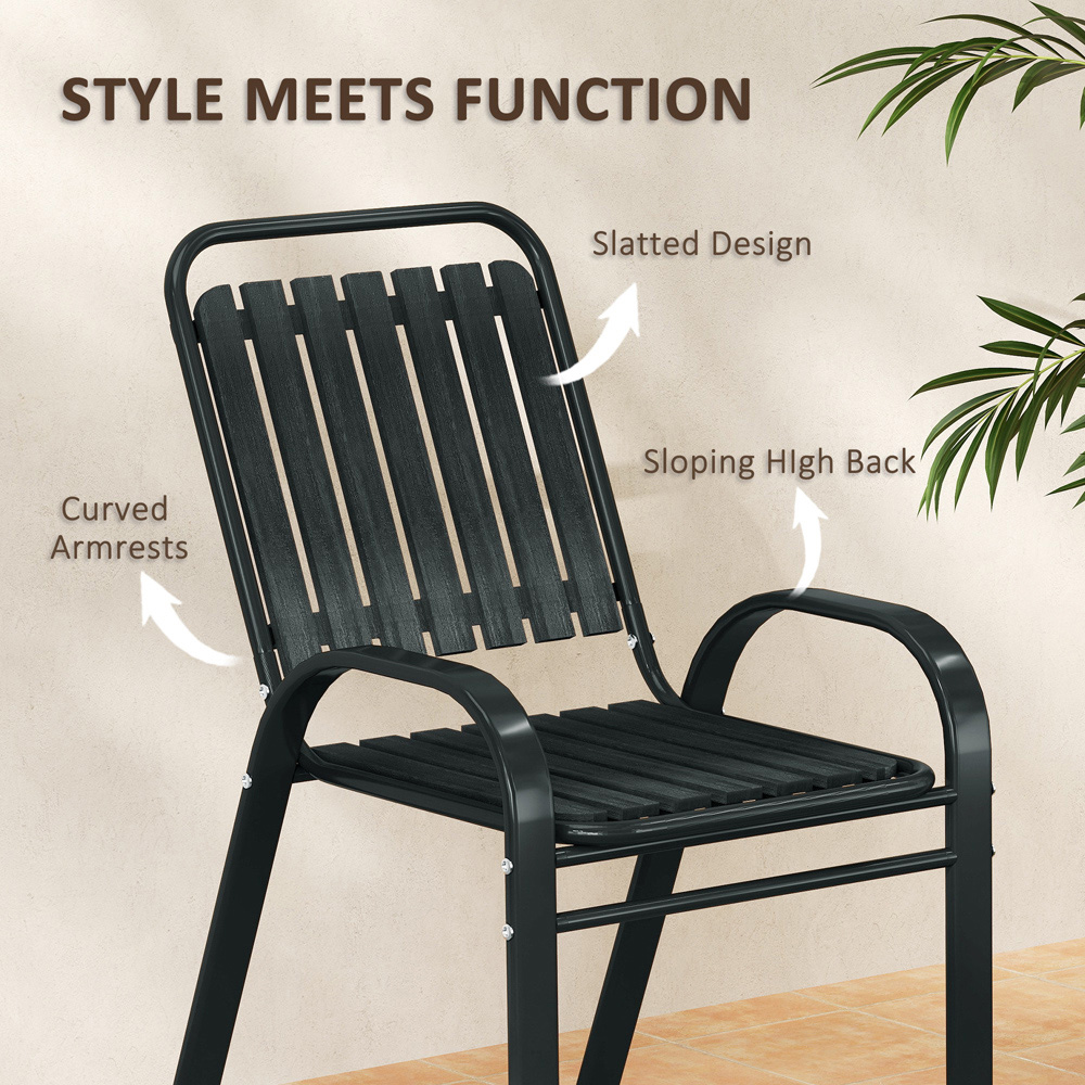 Outsunny 2 Seater Grey Stackable Bistro Set  Image 5