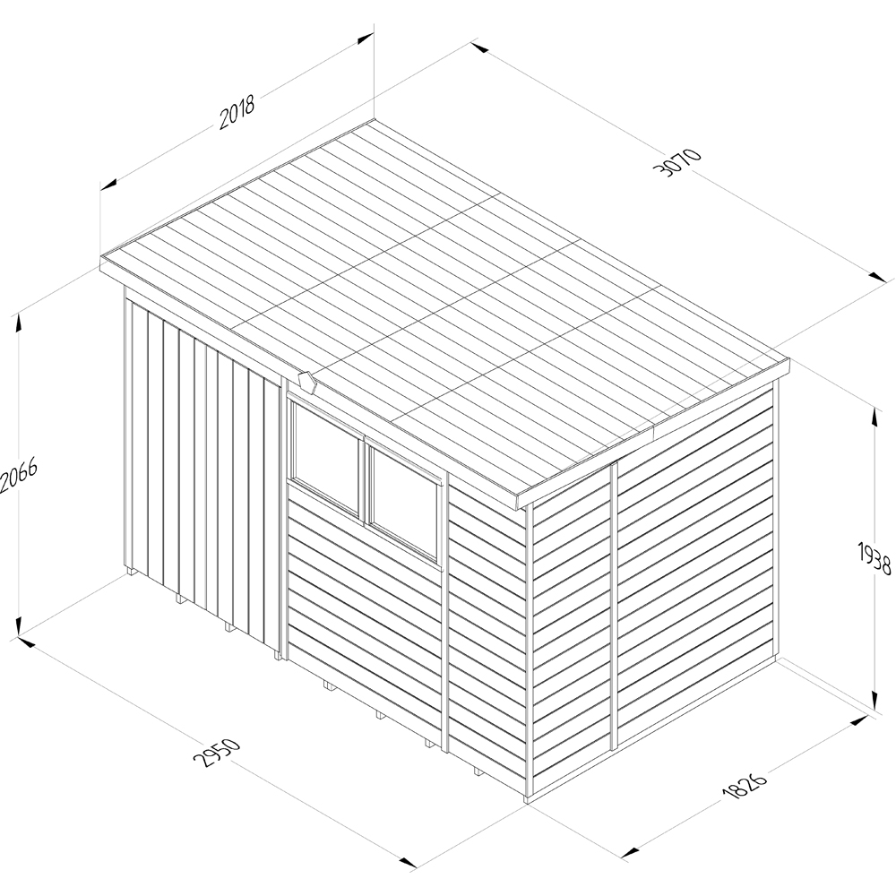 Forest Garden Timberdale 10 x 6ft 2 Opening Pent Shed Image 9