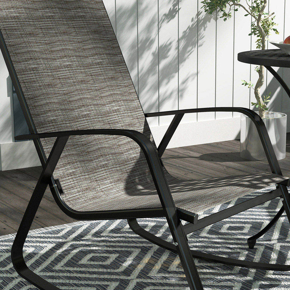 Outsunny Set of 2 Light Brown High Back Garden Rocking Chair Image 3