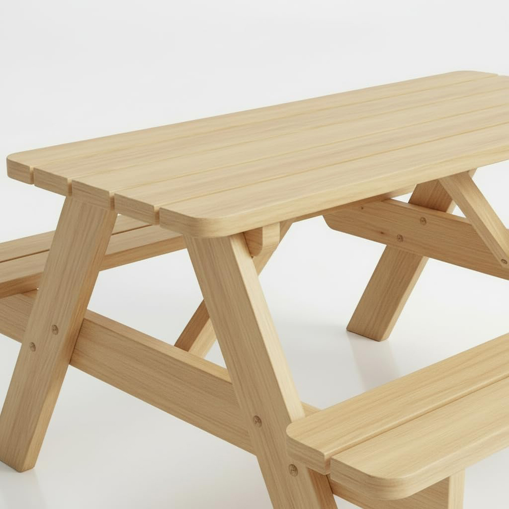 AMATA Children's Natural Classic Wooden Picnic Table Image 4