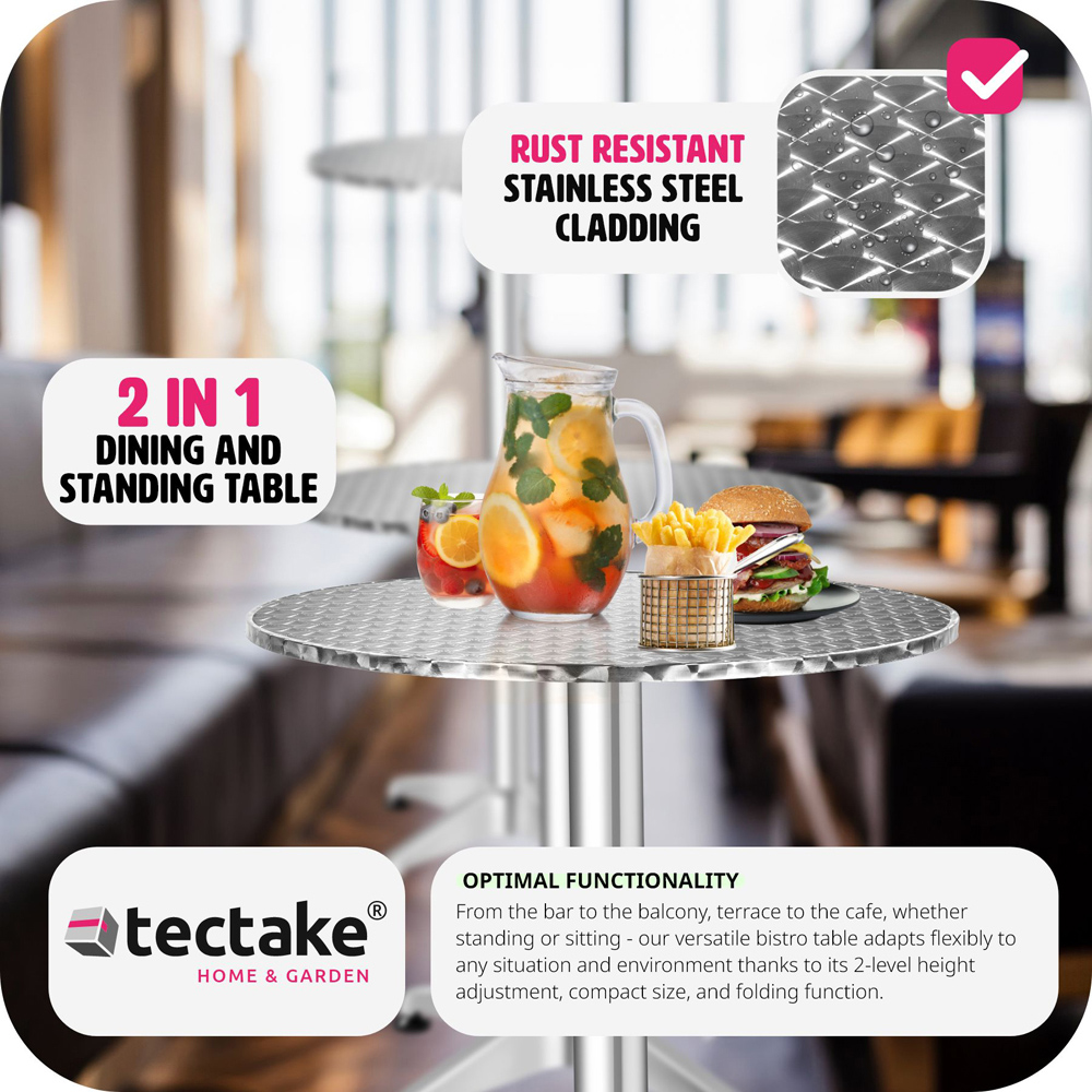 tectake Foldable and Adjustable Aluminium Bar Table Image 3