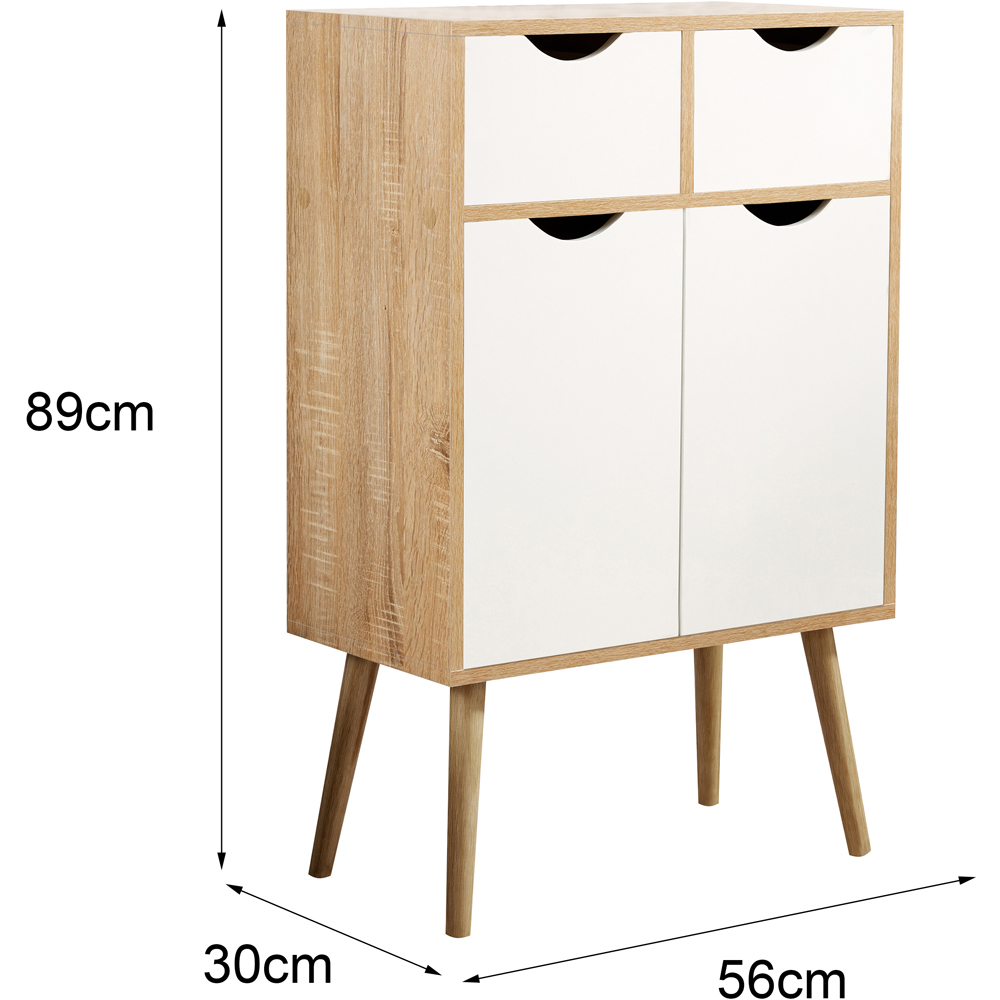 Home Source Boden 2 Door 2 Drawer White and Oak Effect Cupboard Image 9