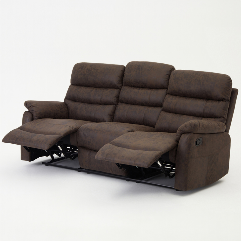Home Detail Maxwell 3 Seater Brown Air Leather Manual Recliner Sofa Image 5