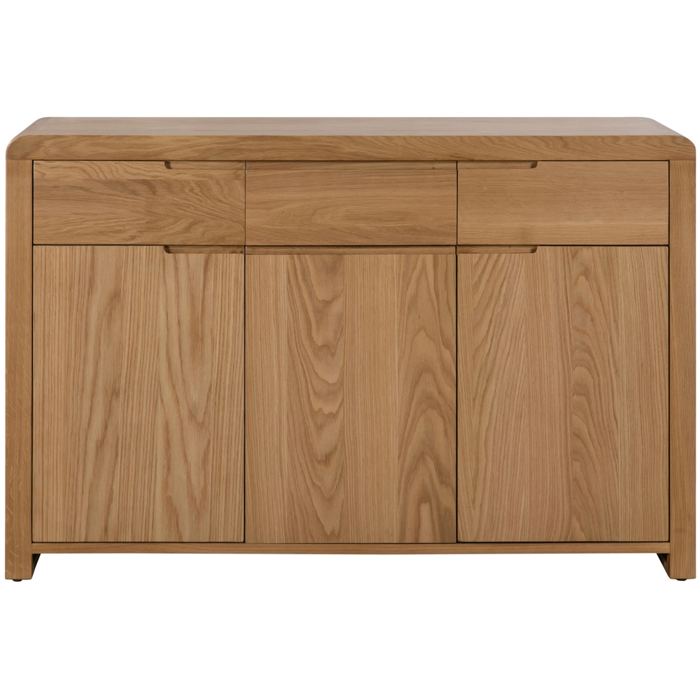 Julian Bowen Curve 3 Drawer 3 Door Oak Sideboard Image 3