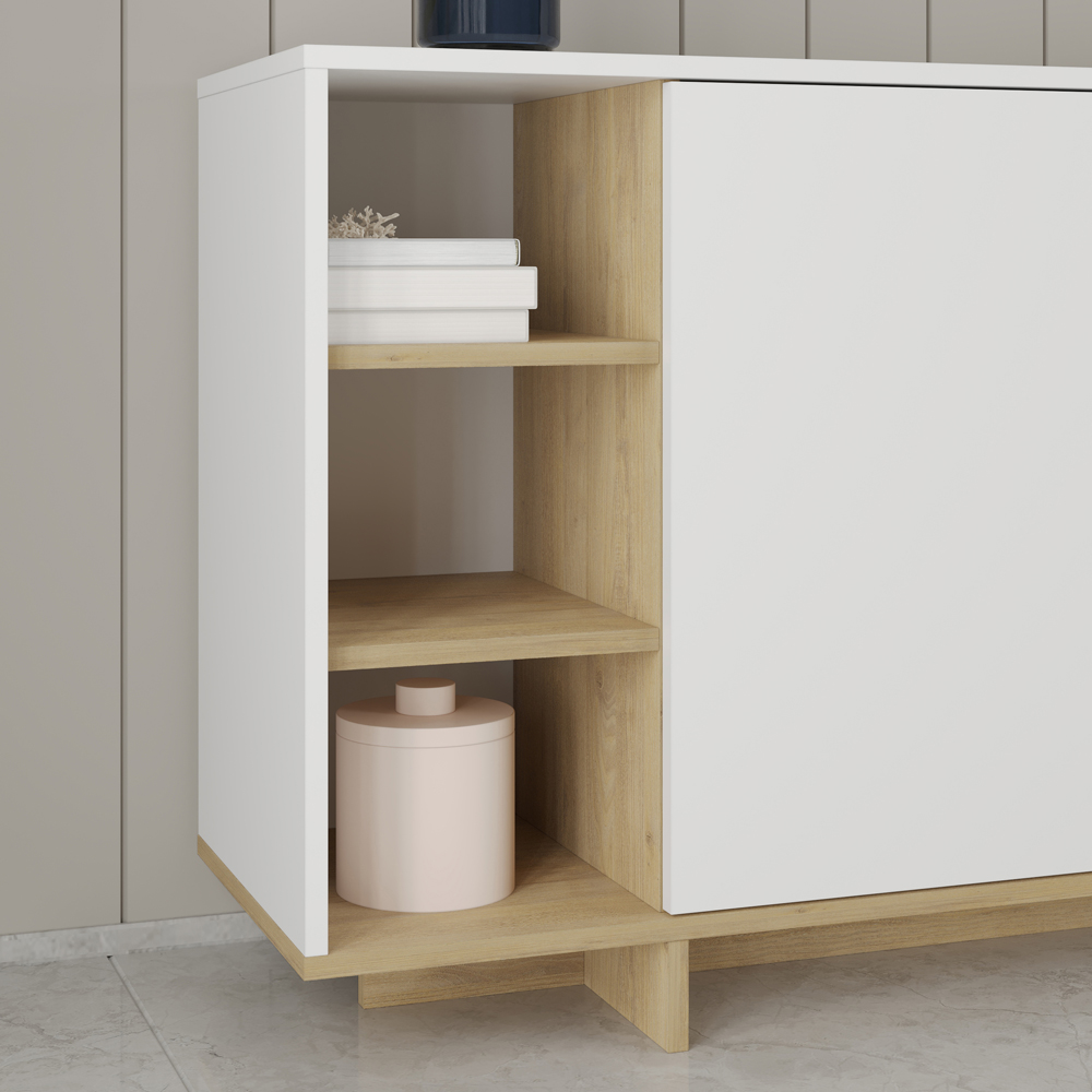 Decortie Stockton 3 Door White Sapphire Oak Sideboard Image 3