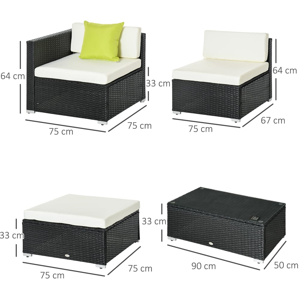 Outsunny 4 Seater Black Rattan Corner Lounge Set Image 7