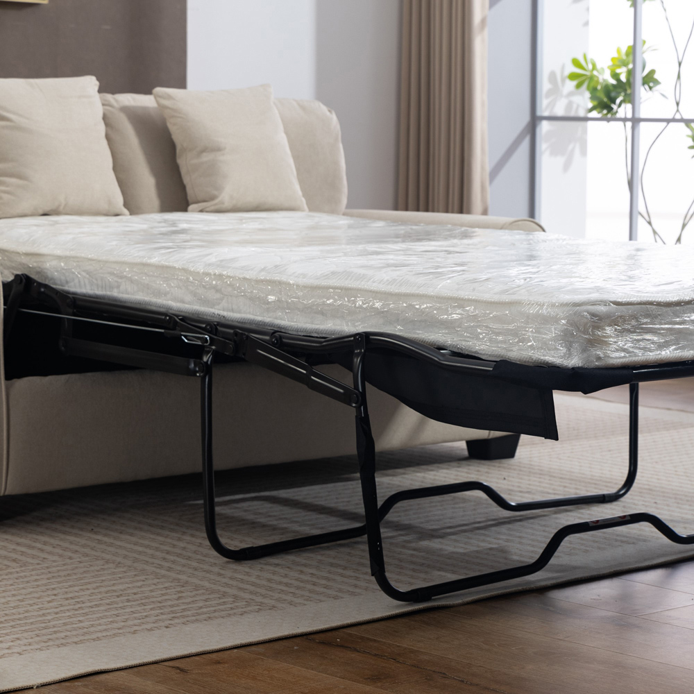 Artemis Home Lewiston 2 Seater Beige Fabric Sofa Bed Image 4