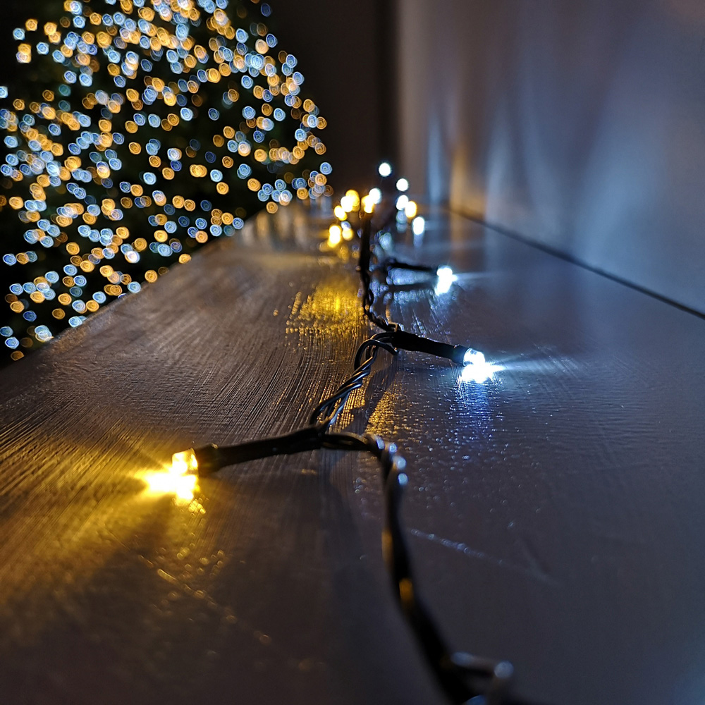 Premier SupaBrights 720 Warm and Cool White LED Multi-Function Green String Light 58m Image 1